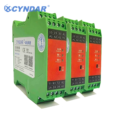 Relé de seguridad multifuncional de doble canal con interruptor de reinicio